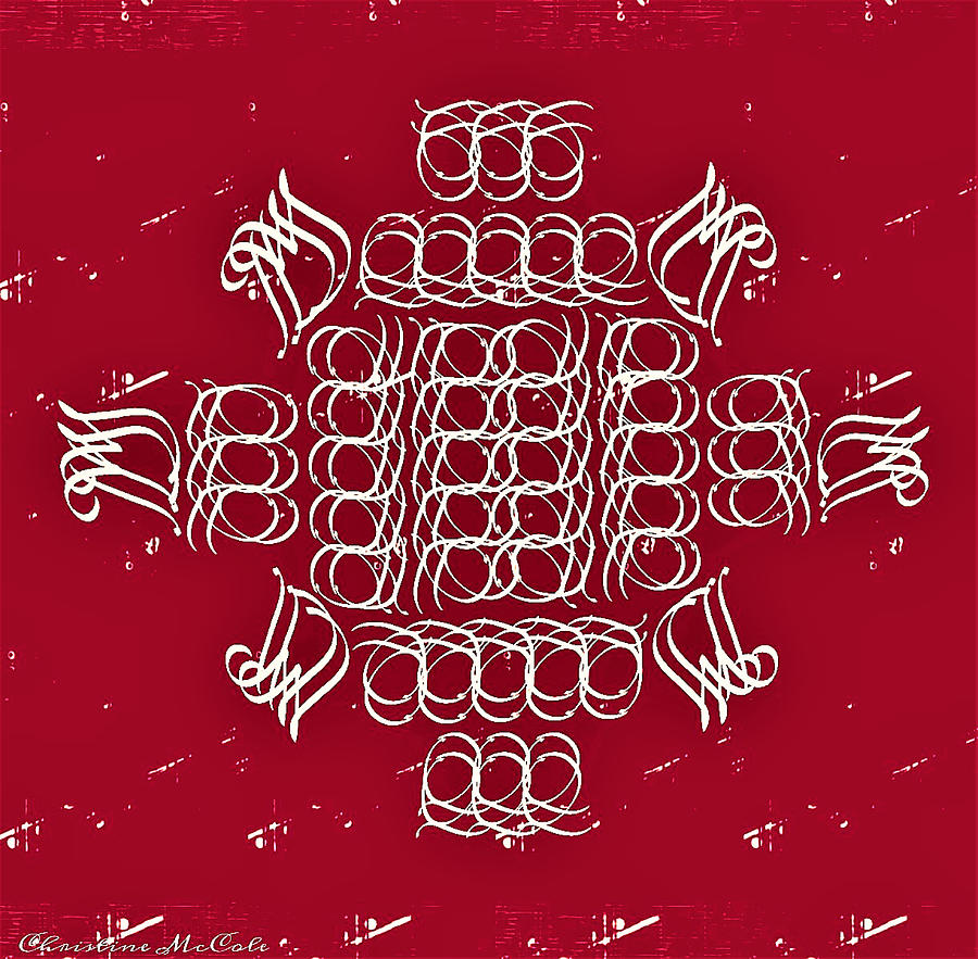 Monogram QM redcranberry Tapestry - Textile by Christine McCole
