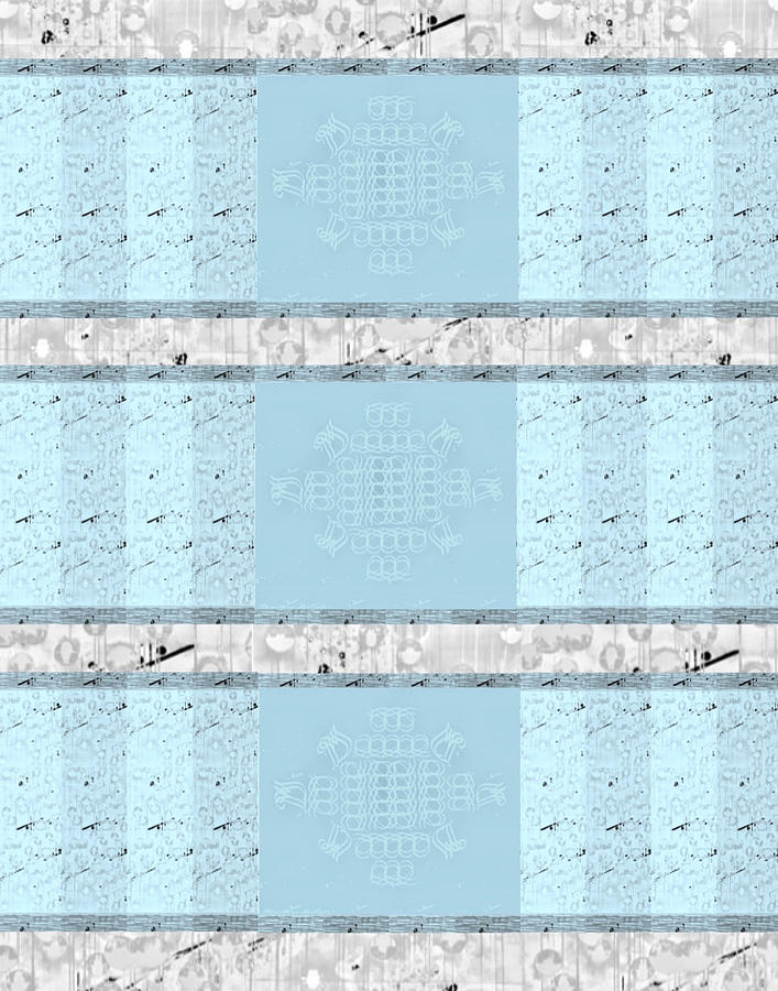 Monogram qm stripes aquagray 3 Tapestry - Textile by Christine McCole