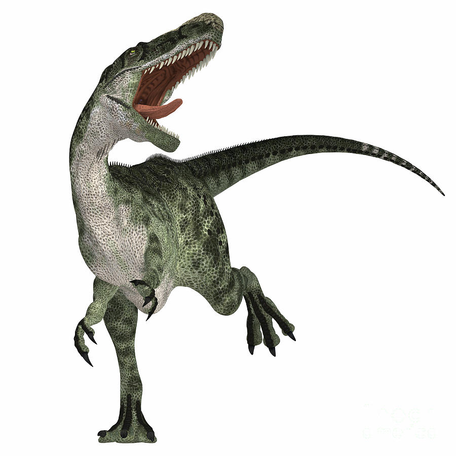 Monolophosaurus On White Painting