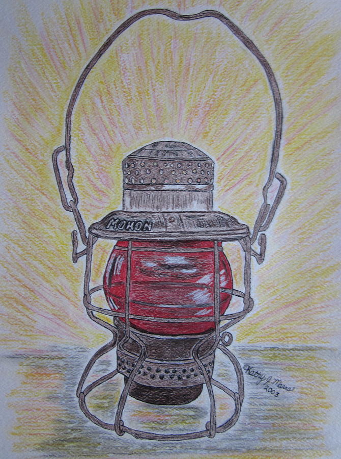 Monon Red Globe Railroad Lantern Painting by Kathy Marrs Chandler