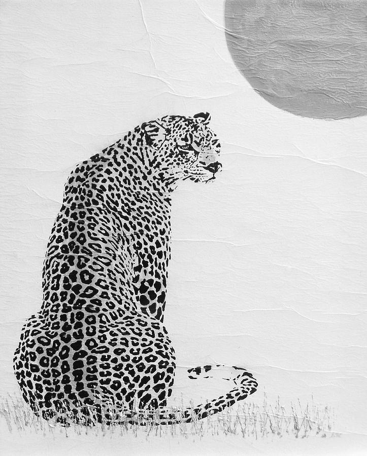 Monotone Sitting Leopard Digital Art by Stephanie Grant
