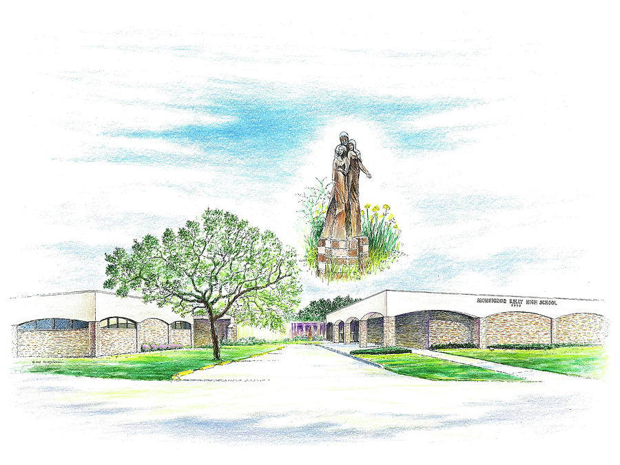 Monsignor Kelly Catholic High School Drawing by Randy Welborn