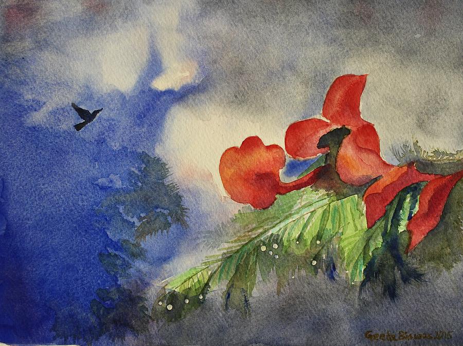 Flower Painting - Monsoons  by Geeta Yerra