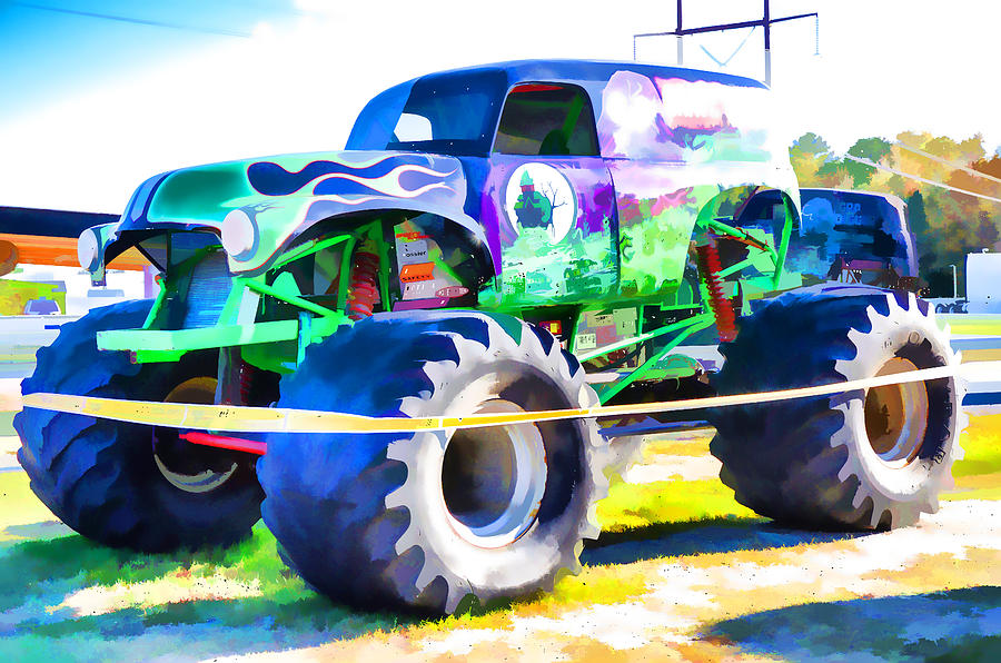  Monster  Truck  Grave Digger Painting  by Jeelan Clark