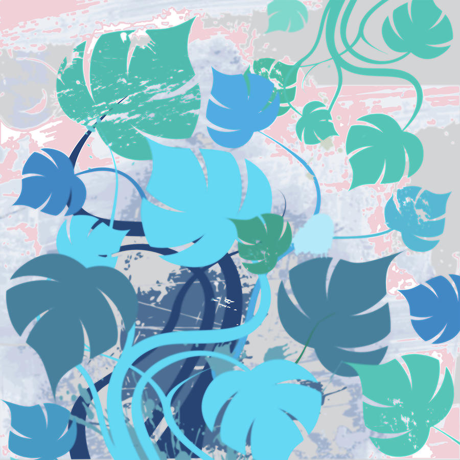 Nature Mixed Media - Monstera cavalcade by Maria Biro Nature Mixed Media - Monstera cavalcade by Maria Biro
