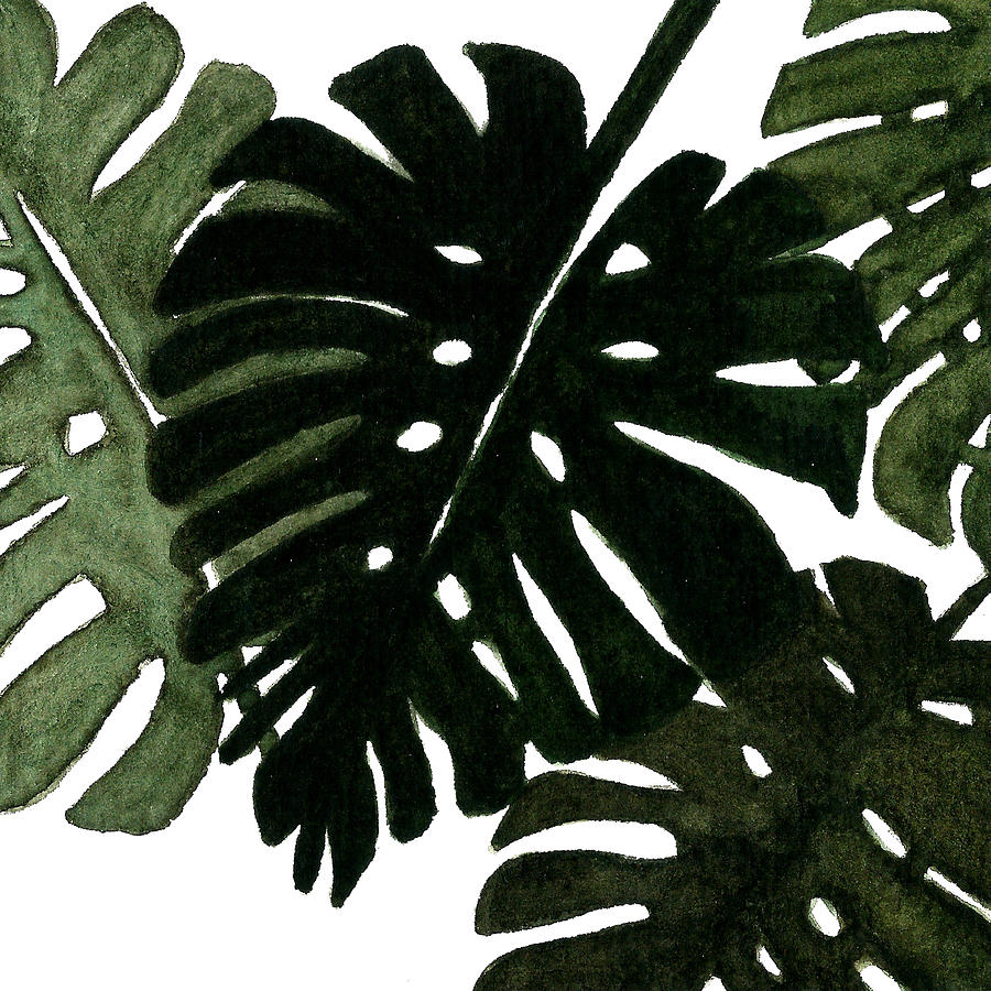 Green Leaves Painting - Monstera Leaves by Garima Srivastava