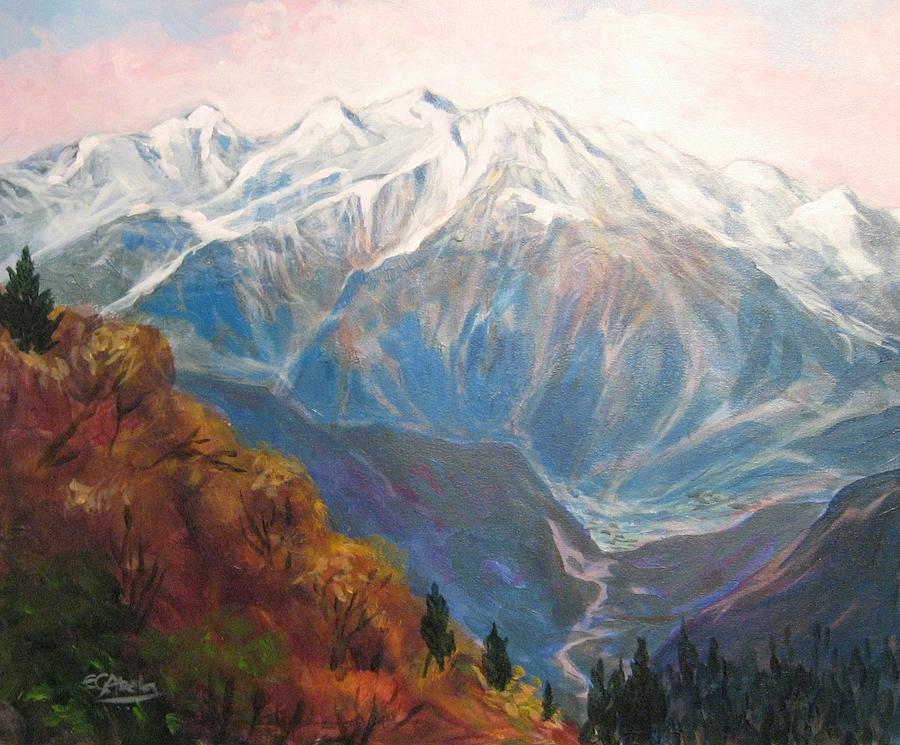 Mont Blanc France Painting by Edward Abela