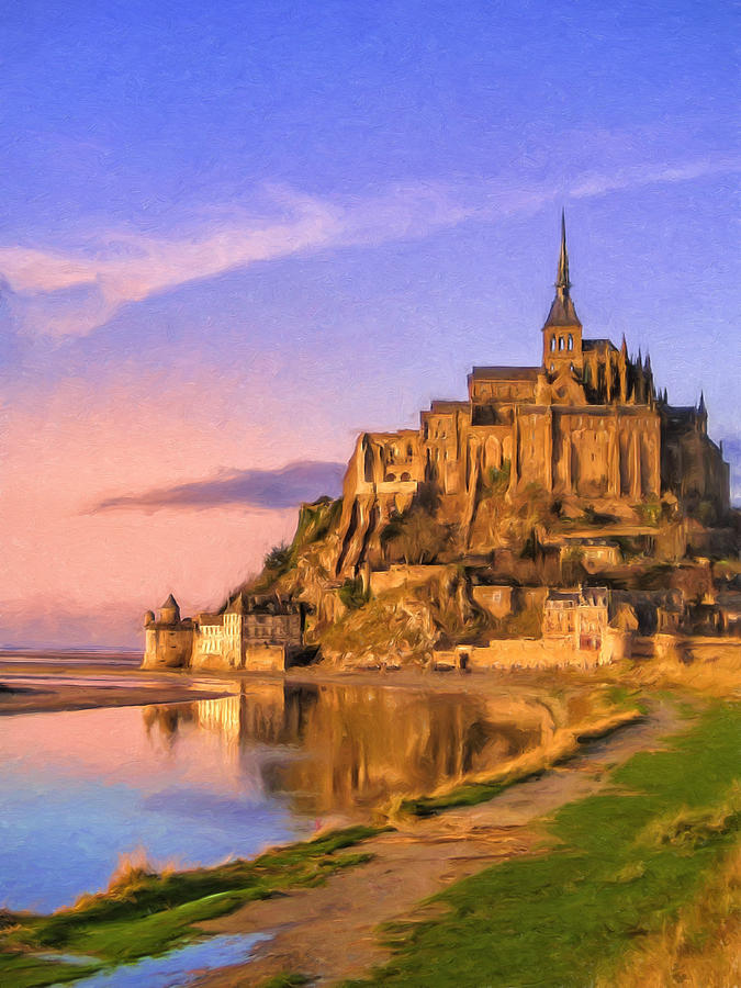 Mont-saint-michel Painting - Mont Saint Michel at Sunrise by Dominic Piperata