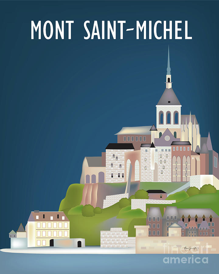 Tree Digital Art - Mont Saint-Michel, France Vertical skyline by Karen Young