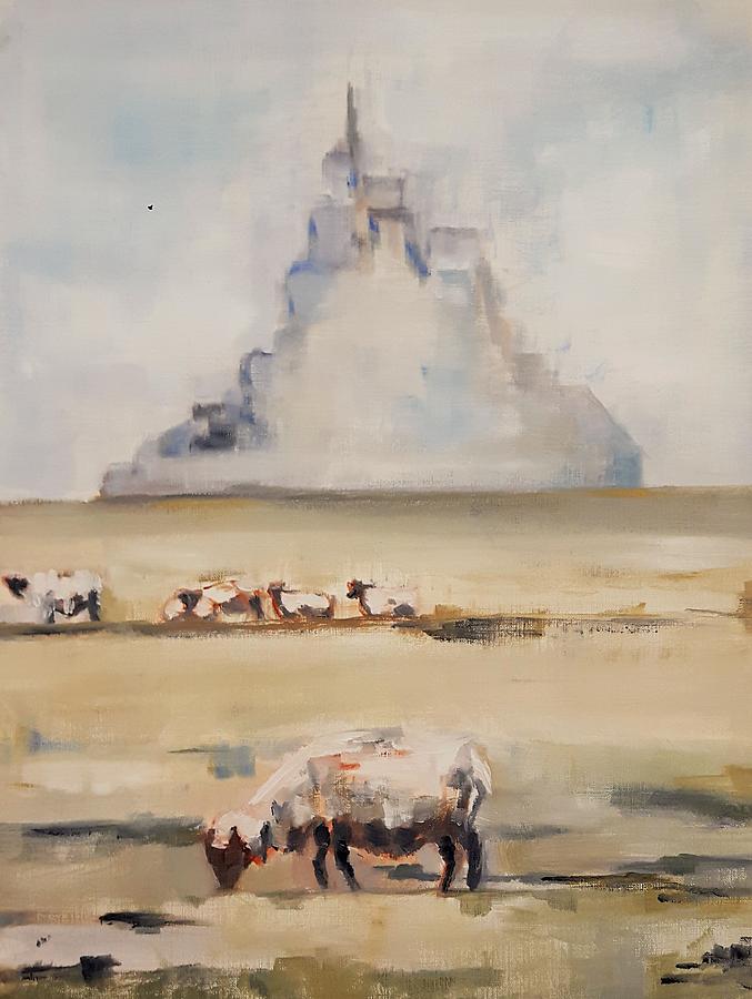 Mont Saint Michel in the Morning Painting by Christel Roelandt