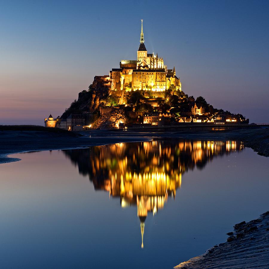 Mont Saint Michel reflectiona Photograph by Stephen Taylor