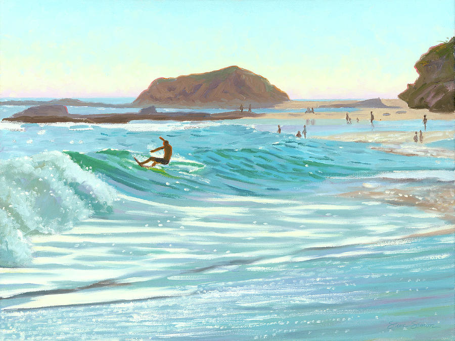Montage Skimboarder Painting by Steve Simon
