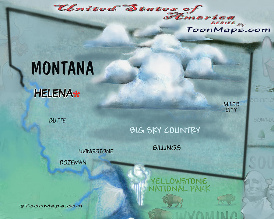 Montana Fun Map Digital Art