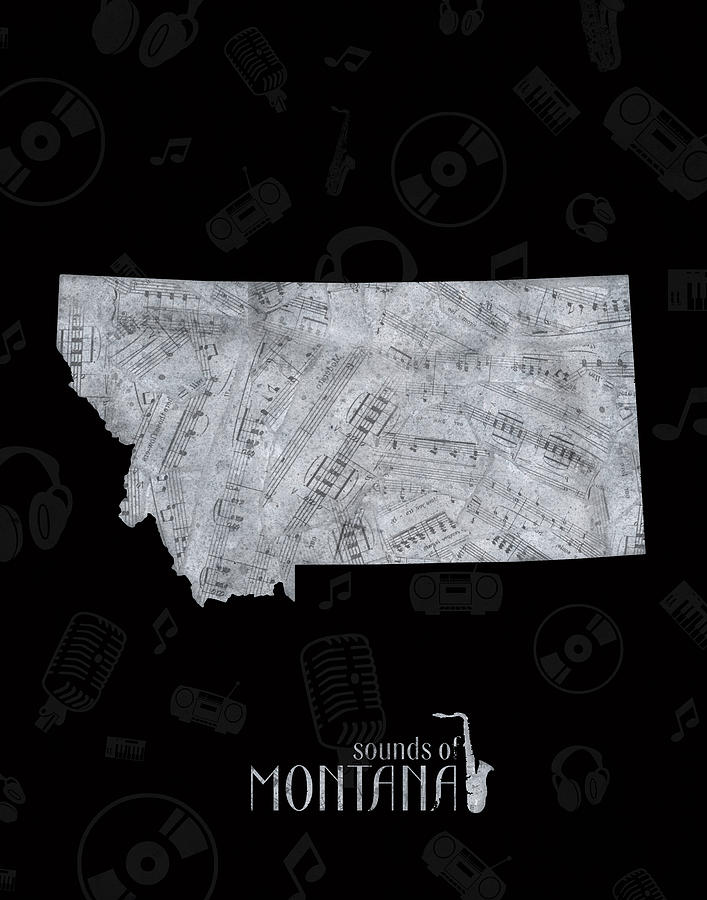 Montana Map Music Notes 2 Digital Art by Bekim M