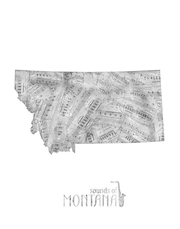 Montana Map Music Notes Digital Art