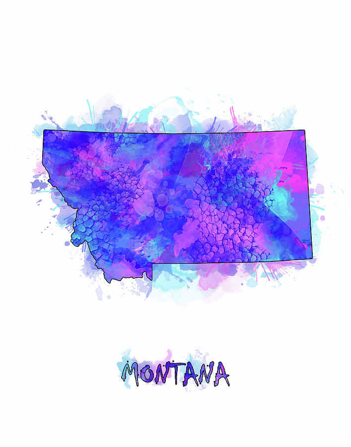 Montana Map Digital Art - Montana Map Watercolor 2 by Bekim M