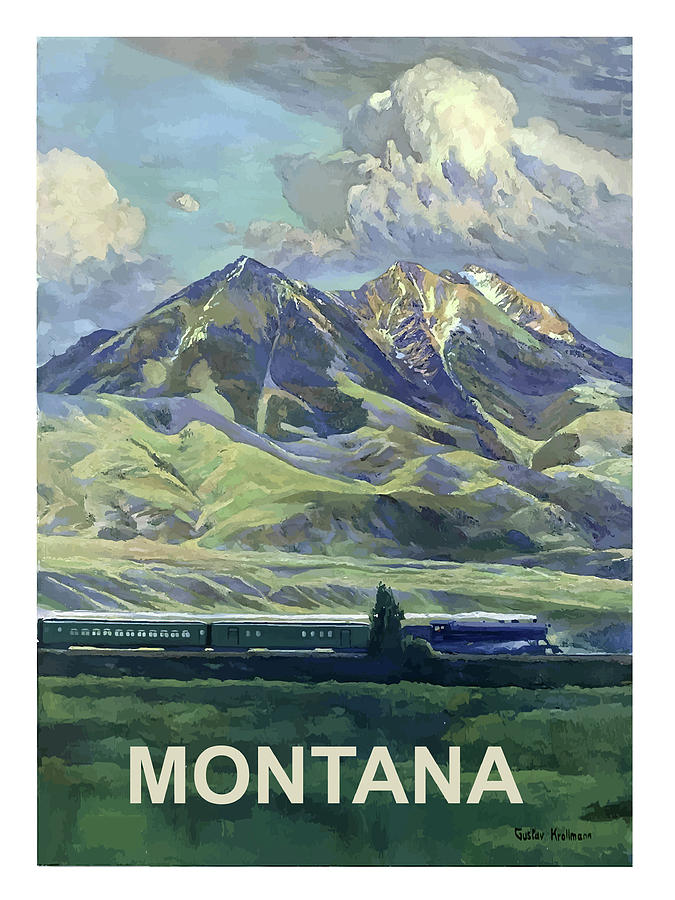 Montana, railway, mountains Painting by Long Shot