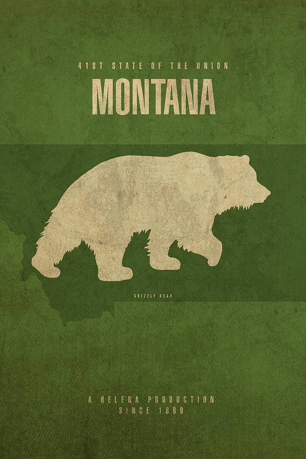 Montana Map Mixed Media - Montana State Facts Minimalist Movie Poster Art by Design Turnpike