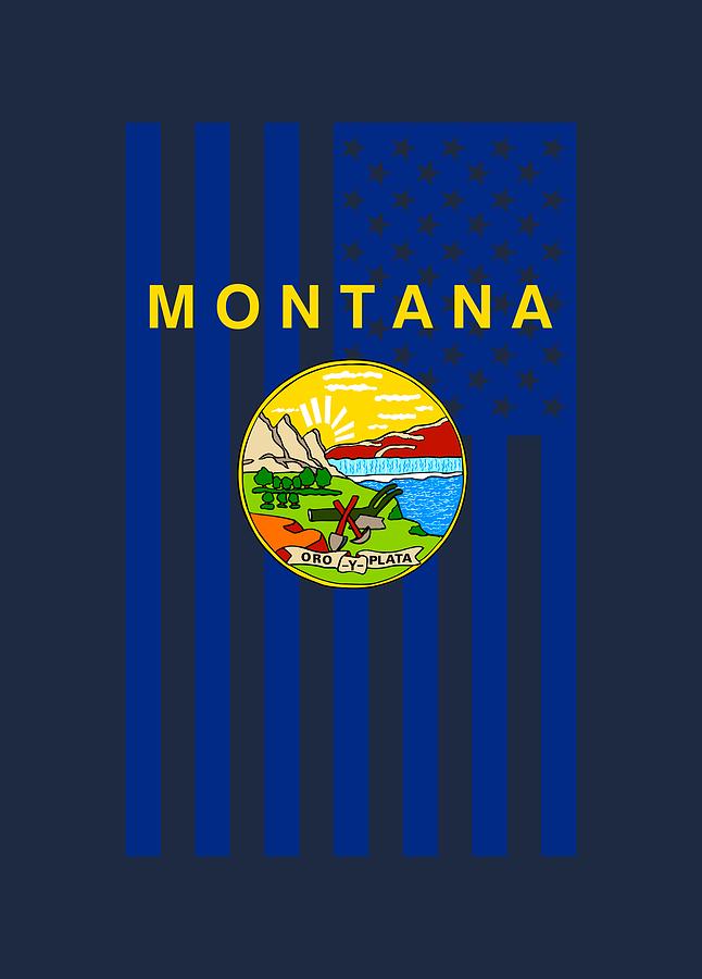 Montana State Flag Graphic USA Styling Digital Art by Garaga Designs