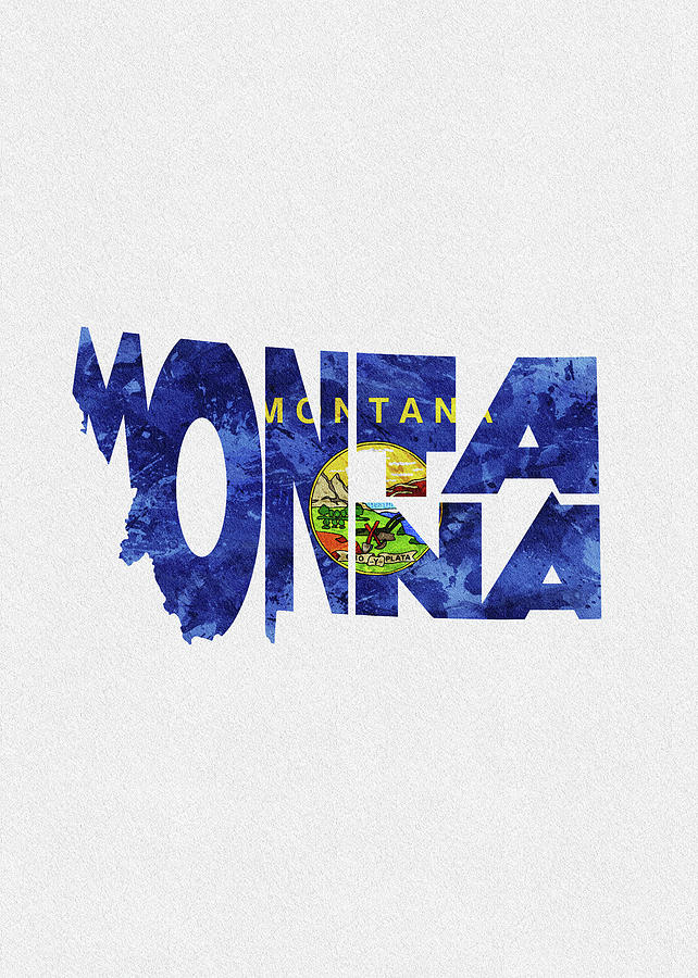 Montana Typographic Map Flag Digital Art by Inspirowl Design