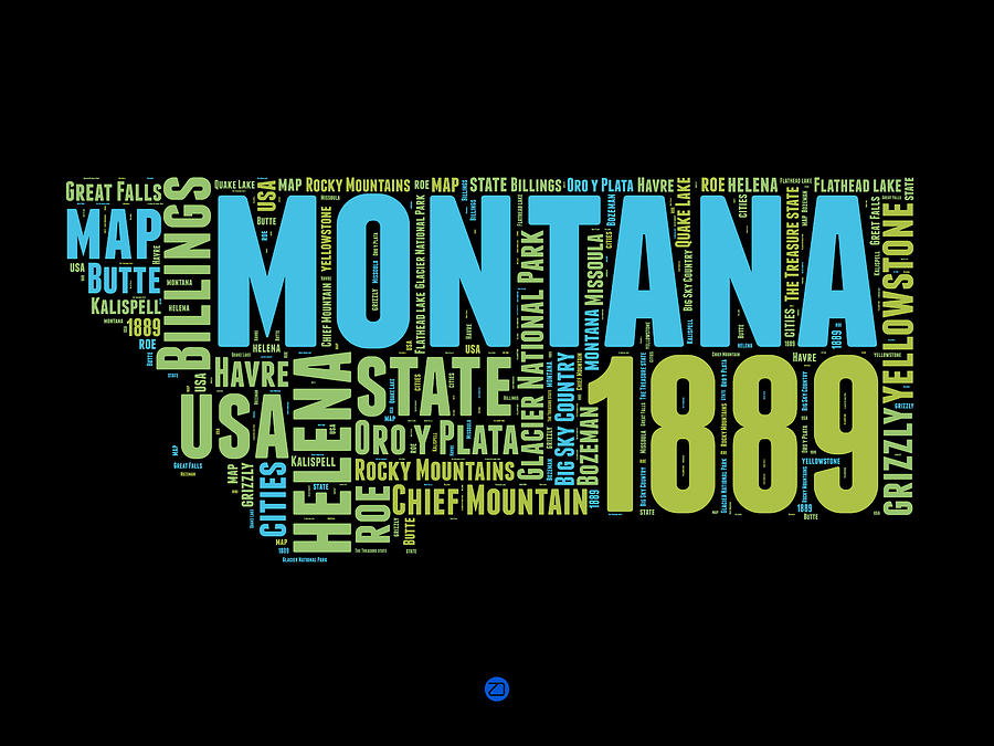 Montana Map Digital Art - Montana Word Cloud 1 by Naxart Studio