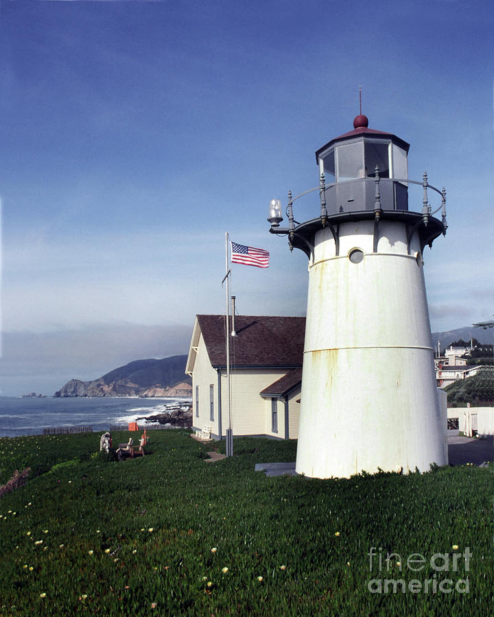 Montara Lighthouse now a Youth Hostel San Mateo Coast of California south of San Francisco  #1 Photograph by Monterey County Historical Society
