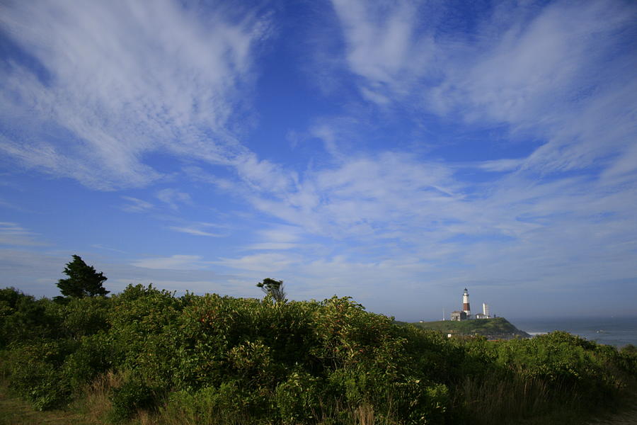 Montauk Light and Cirrus Clouds Photograph by Christopher J Kirby