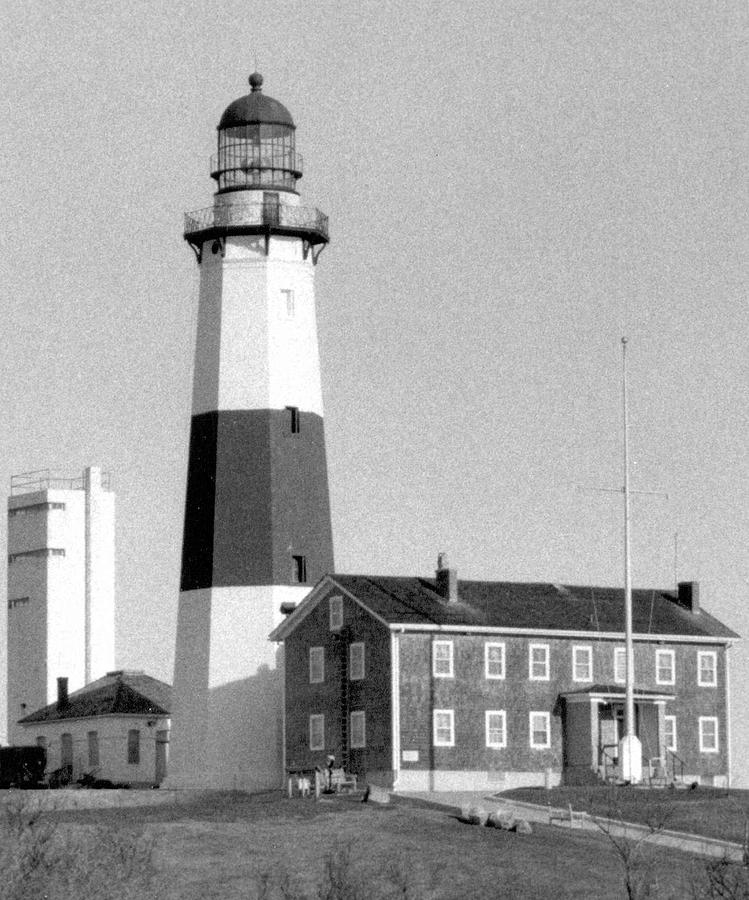 Lighthouse Photograph - Montauk Light Black and White  by Christopher J Kirby