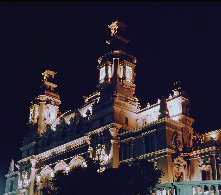 Monte Carlo Casino Ocean View at Night Photograph by John Bowers