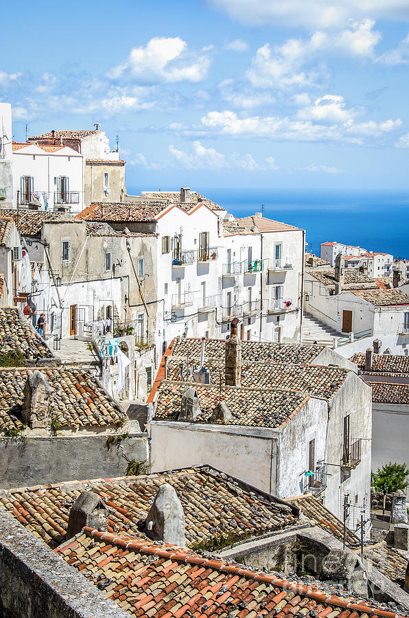 Monte Sant Angelo - white houses roofs Gargano canvas  apulia prints Photograph by Luca Lorenzelli