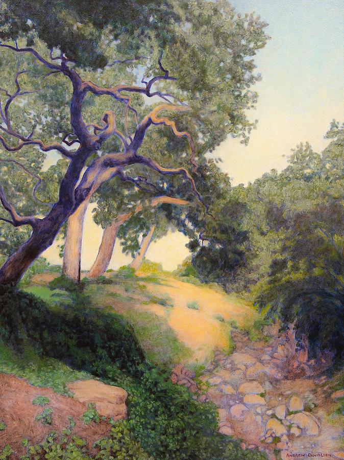 Montecito Dry River Oaks Painting by Andrew Danielsen