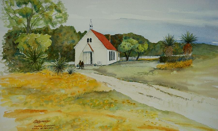 Landscape Painting - Montell Episcopal Church by E M Sutherland