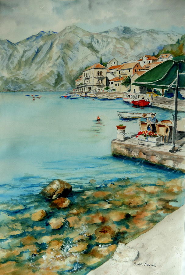 Montenegro Coast I Painting by Sonia Mocnik
