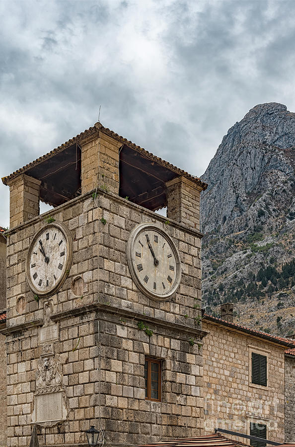 Montenegro Kotor Clock Tower Photograph by Antony McAulay
