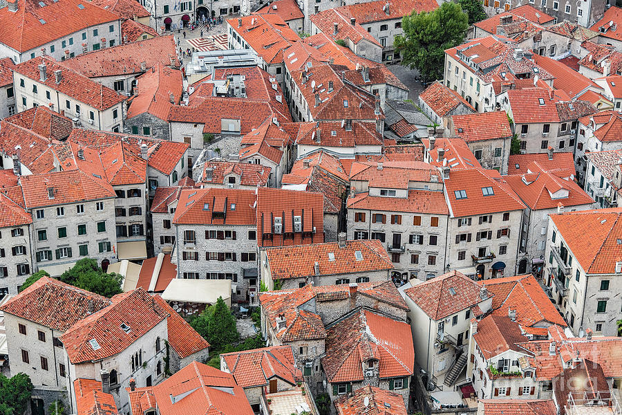 Montenegro Kotor Rooftops from above Photograph by Antony McAulay