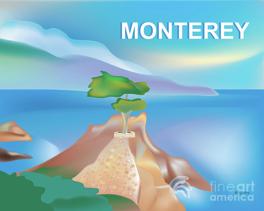 Monterey Bay Digital Art - Monterey Bay California Horizontal Scene by Karen Young