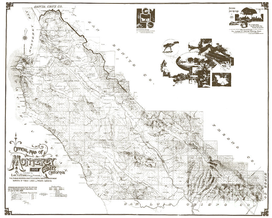 Map Photograph - Monterey County 1898 by Lou G. Hare by Monterey County Historical Society