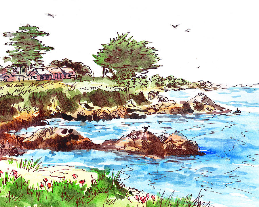 Monterey Shore Painting by Irina Sztukowski