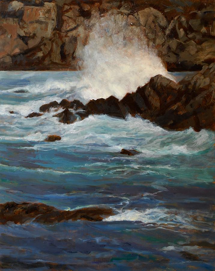 Crashing Waves Painting - Monterey Wave #1 by Joyce Snyder