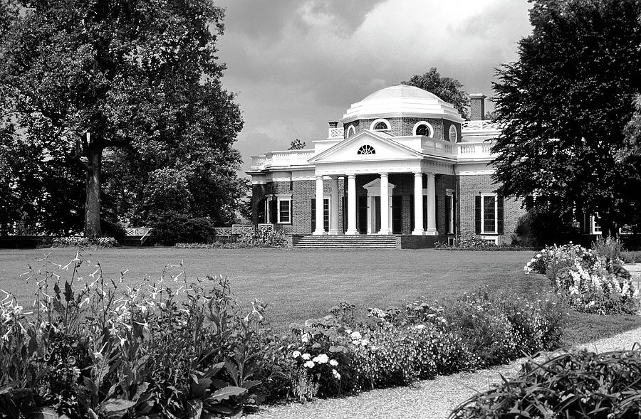 Monticello. Home of Thomas Jefferson. Virginia, USA. Black and White ...