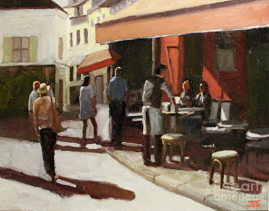 Montmarte cafe Painting by Tate Hamilton
