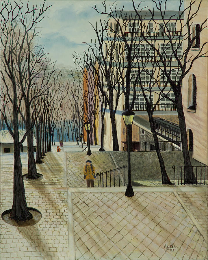 Montmartre Steps in  Paris Painting by Susan Kubes