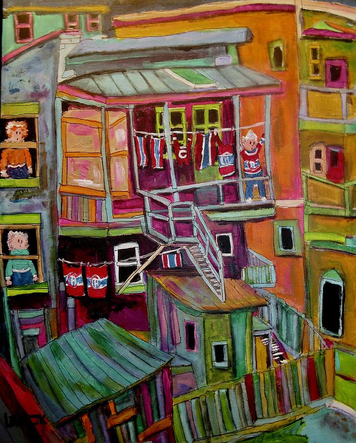 Montreal Back Lanes Everywhere. Painting by Michael Litvack