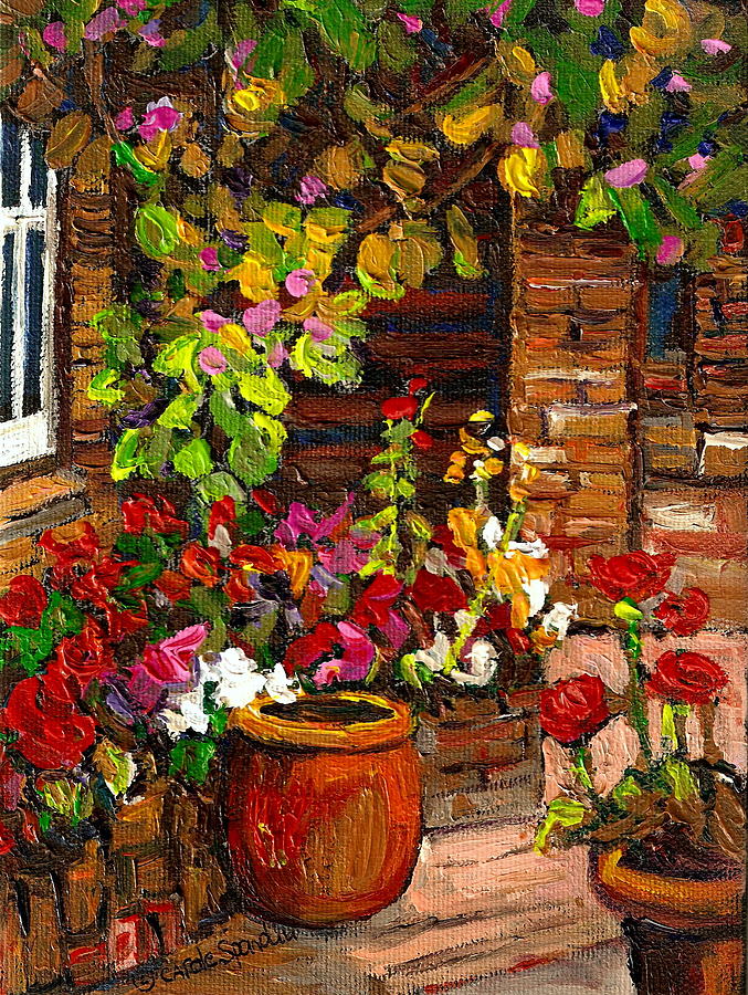 Montreal Cityscenes Homes And Gardens Painting by Carole Spandau