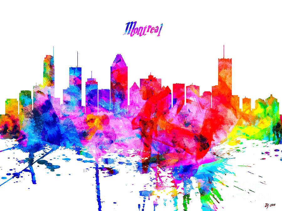 Vintage Mixed Media - Montreal Colorful Skyline by Daniel Janda
