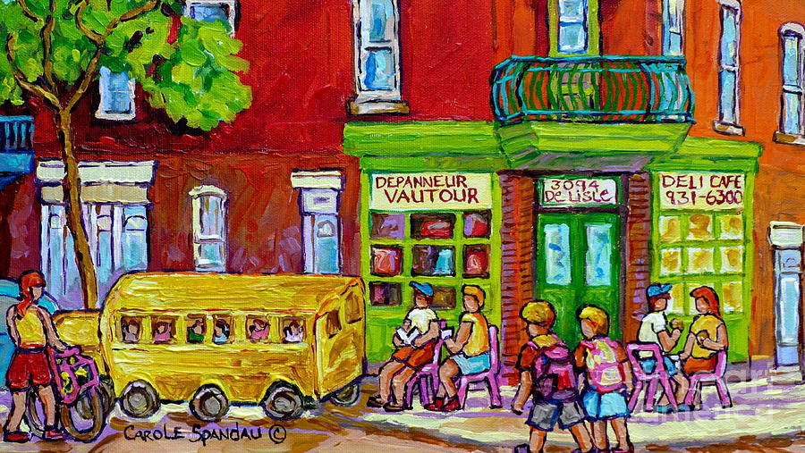 Montreal Depanneur Rue Delisle St Henri City Scene Painting Summer In The City Carole Spandau Artist Painting by Carole Spandau