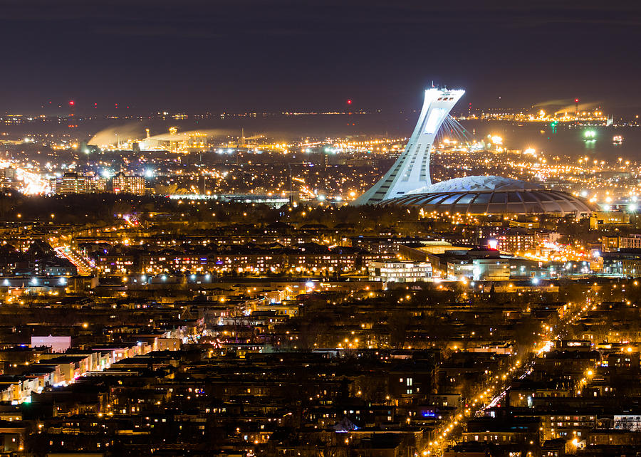 Montreal Olympic Stadium at night Photograph by Alex Papp Fine Art