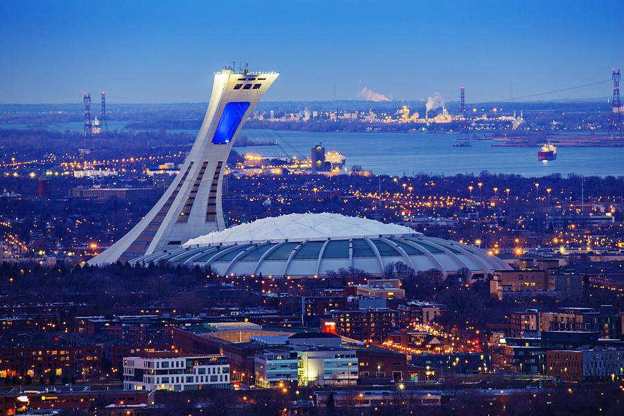 Sunset Photograph - Montreal Olympic Stadium by Mircea Costina Photography