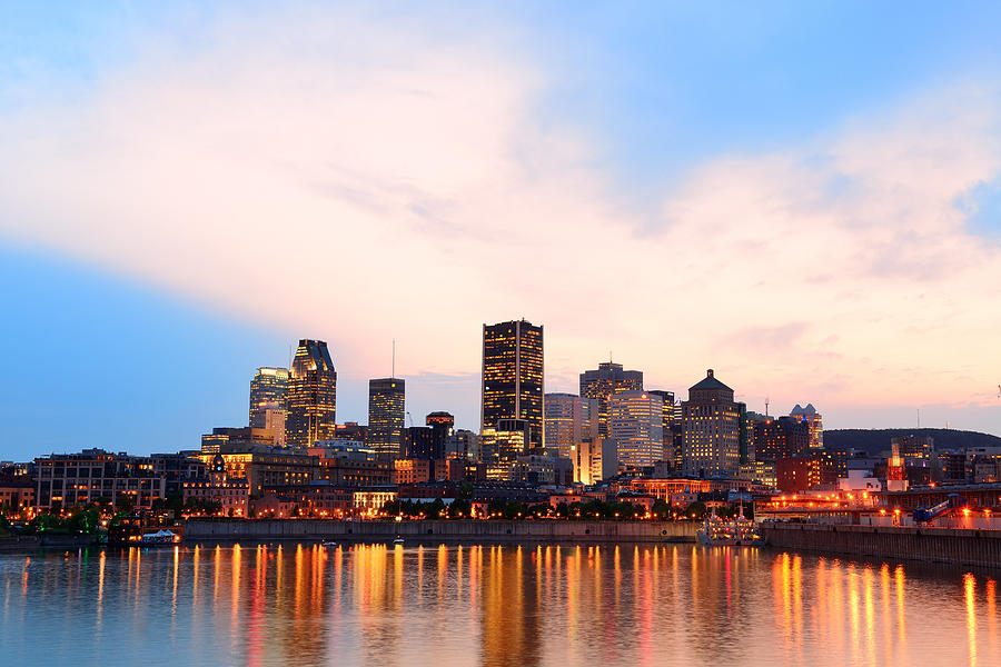 Montreal over river at sunset Photograph by Songquan Deng