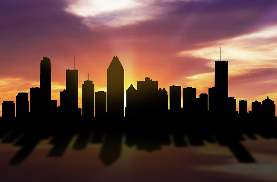 Montreal Digital Art - Montreal Skyline Sunset CAQCMO22 by Aged Pixel